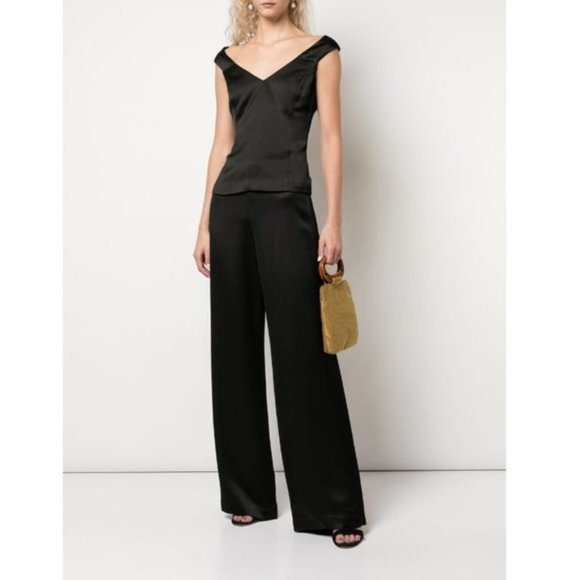THEORY Clean Wide Leg Pant in Crepe Satin - Picture 1 of 9